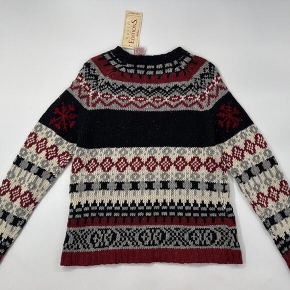 Vintage Christmas Fair Isle Wool Blend Sweater Womens Large Pullover Holiday NEW - Picture 2 of 13